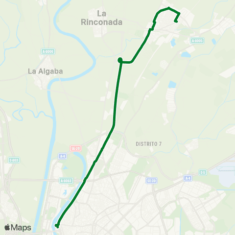 Junta de Andalucia M-111 San José de la Rinconada - Sevilla (Directo Ida) map