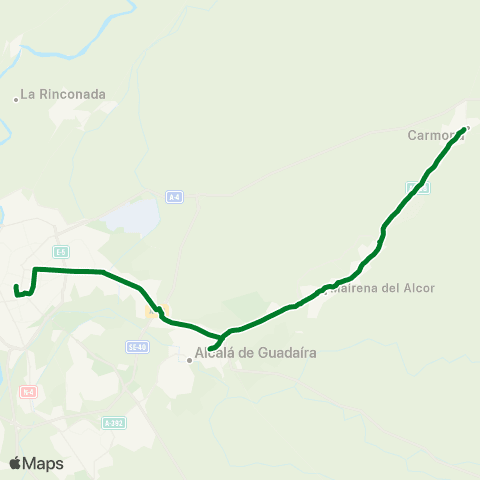 Junta de Andalucia M-124 Carmona - el Viso del Alcor - Sevilla map