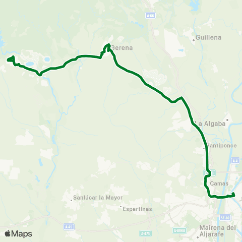 Junta de Andalucia M-176 Aznalcóllar - Gerena - Camas - Sevilla map