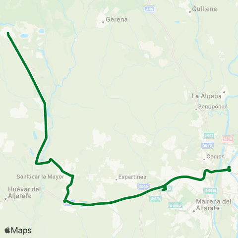 Junta de Andalucia M-176 Aznalcóllar - Sanlúcar la Mayor - Sevilla map
