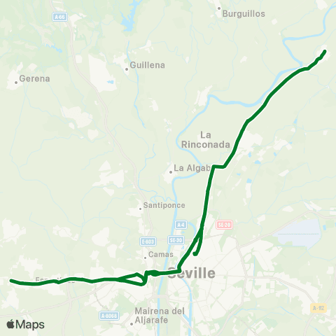 Junta de Andalucia M-216 Brenes - Sevilla map
