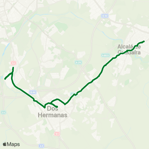 Junta de Andalucia M-104 Alcalá de Guadaíra - Hospital de Valme map