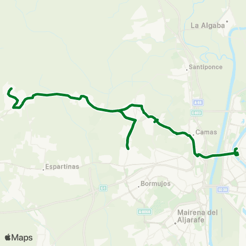 Junta de Andalucia M-175 Albaida - Sevilla (por Señorío de Guzmán y Gines) (Vier Sab Dom y Fest) map