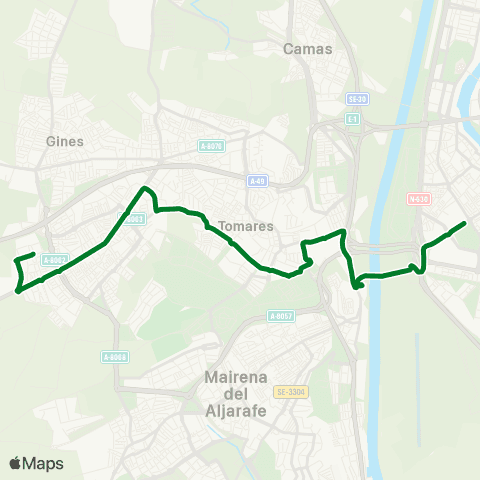 Junta de Andalucia M-162 Bormujos - Sevilla (por Tomares) map
