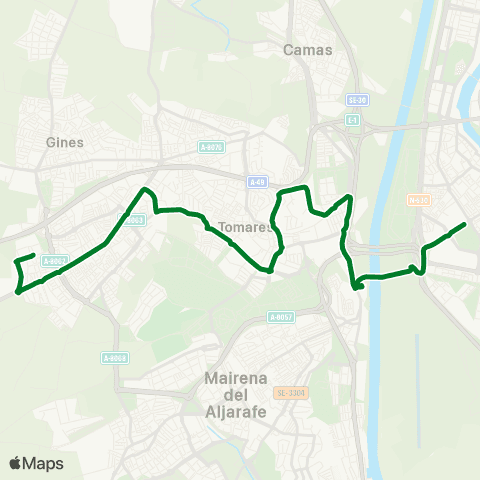 Junta de Andalucia M-162 Bormujos - Sevilla (por Avda Reina Sofía Tomares) map