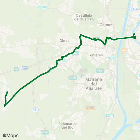 Junta de Andalucia M-159 Bollullos de la Mitación - Sevilla (por el Barrero Bormujos y Cast Cuesta) map
