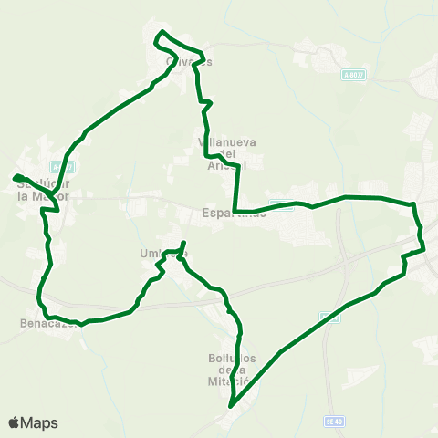 Junta de Andalucia M-102b Circular Aljarafe (Sentido B) map
