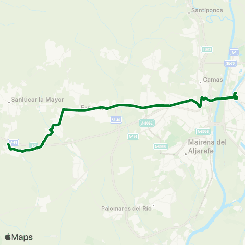Junta de Andalucia M-168 Benacazón - Sevilla (por Espartinas) map