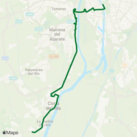 Junta de Andalucia M-140 Puebla del Río - Sevilla (por Peña Bética) map