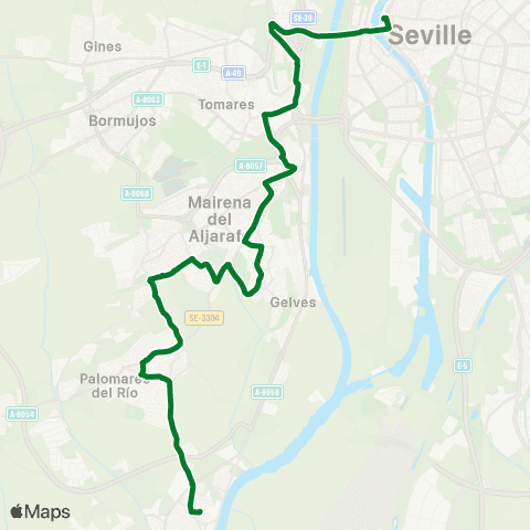 Junta de Andalucia M-142 Coria del Río - Sevilla map
