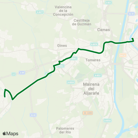 Junta de Andalucia M-158 Bollullos de la Mitación - Sevilla (por el Barrero Bormujos) map
