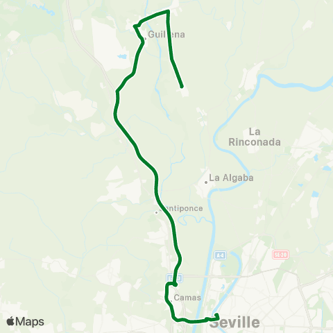 Junta de Andalucia M-177 Torre de la Reina - Guillena - Camas - Sevilla map