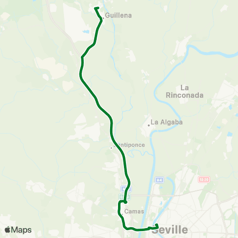 Junta de Andalucia M-177 Guillena - Camas - Sevilla (sin Parada en Torre de la Reina) map