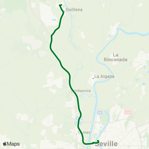 Junta de Andalucia M-177 Guillena - Sevilla (Directo) map