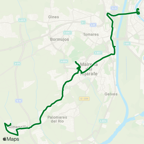 Junta de Andalucia M-155 Almensilla - Sevilla map