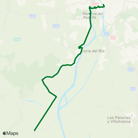 Junta de Andalucia M-143 Isla Mayor - Sevilla (Sab Dom y Fest) map