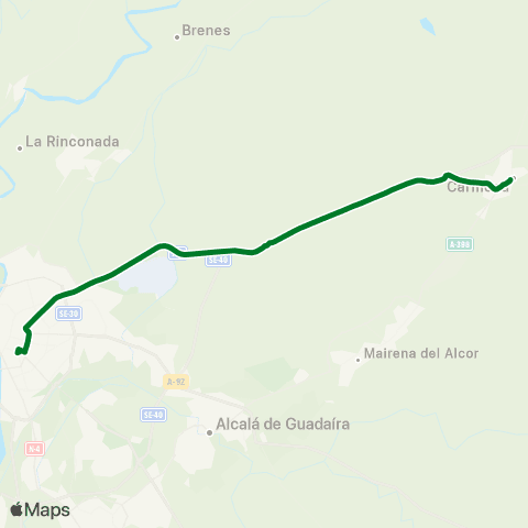 Junta de Andalucia M-124 Carmona - Sevilla (Directo) map