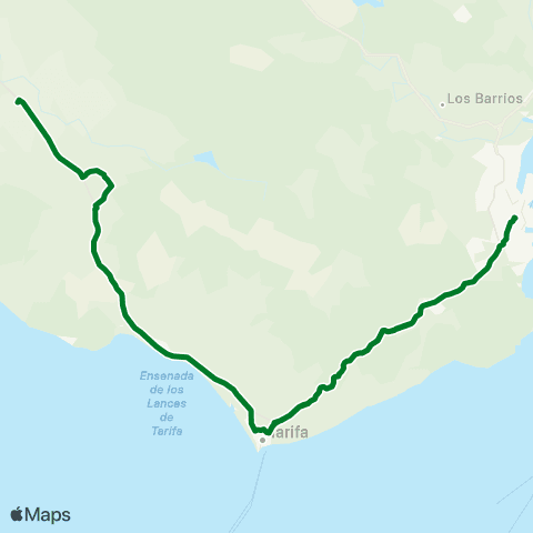 Consorcio de Transporte Metropolitano del Campo de Gibraltar Tahivilla-Facinas-Tarifa-Algeciras map