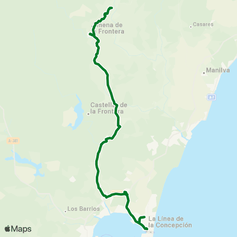 Consorcio de Transporte Metropolitano del Campo de Gibraltar San Pablo-Jimena-Castellar-Hospital-la Línea map
