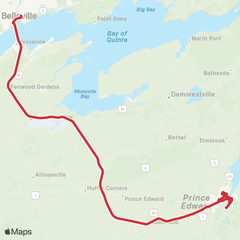 County Transit Belleville - Picton map