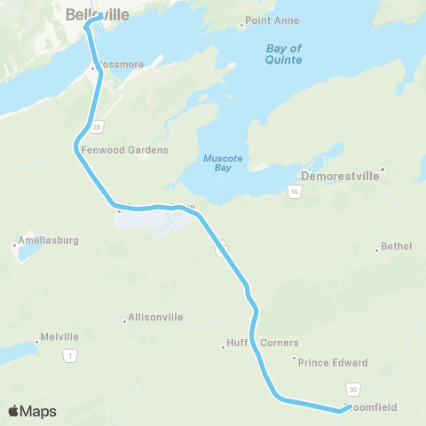 County Transit Belleville - Bloomfield map