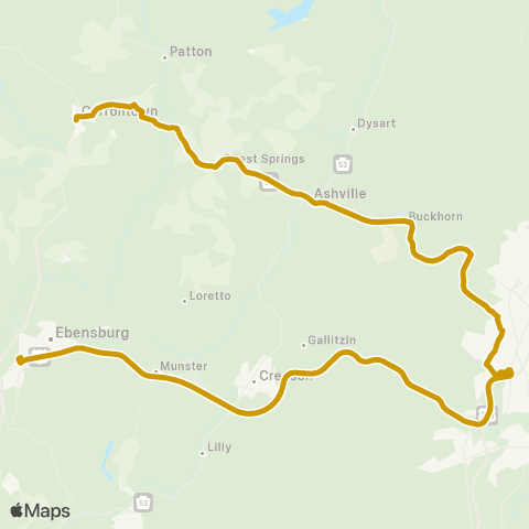 CamTran Ebensburg to Altoona map