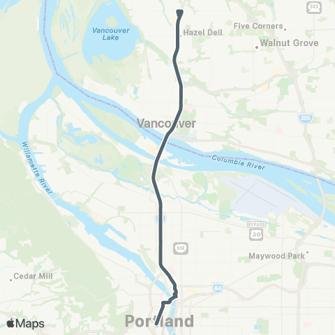 C-TRAN I-5X Express map