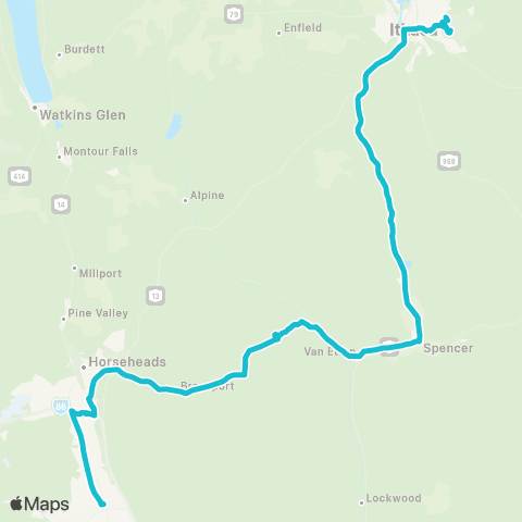 CTRAN Elmira-Ithaca map