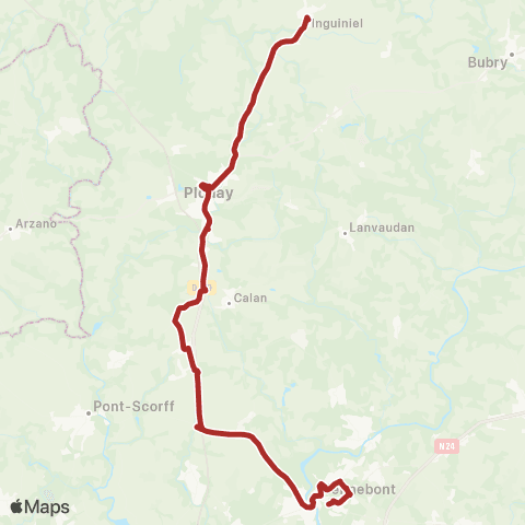 CTRL Scolaires Plouay Gare rout. - Cleguer Lenfer - Hennebont Lycées map