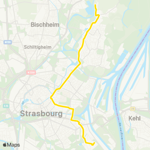 CTS Ampère - Robertsau Ste Anne / Robertsau Chasseurs map