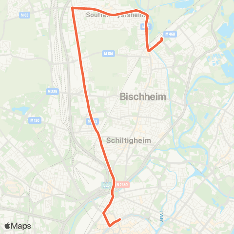 CTS Les Halles - Hoenheim Gare / Vendenheim Gare map
