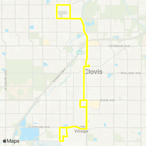 Clovis Transit Stageline Yellow (Clovis) map