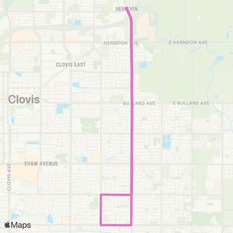 Clovis Transit Stageline Pink (Temperance) map