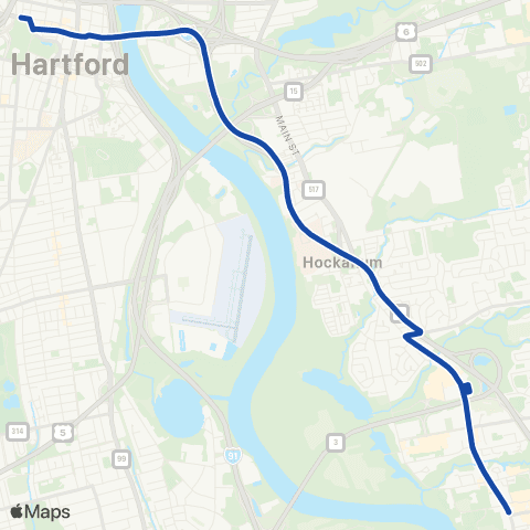 CTTransit Express Glastonbury Exp map