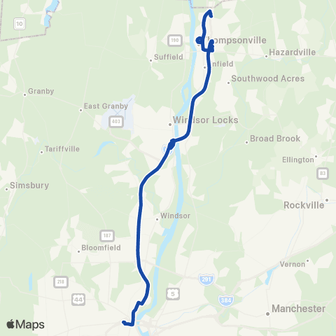 CTTransit Express Windsor Locks / Enfield Exp map