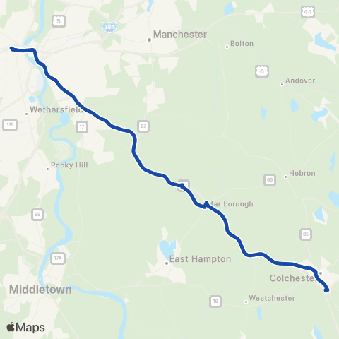 CTTransit Express Marlborough / Colchester Exp map