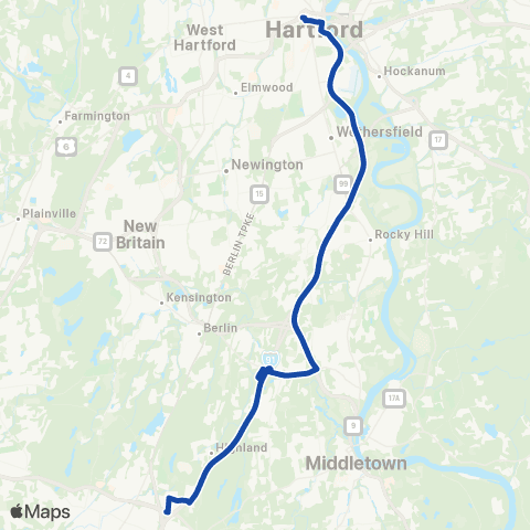 CTTransit Express Cromwell / Meriden Exp map