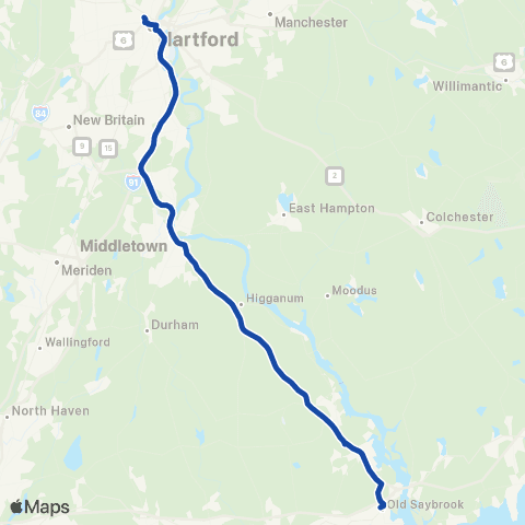CTTransit Express Middletown / Old Saybrook Exp map
