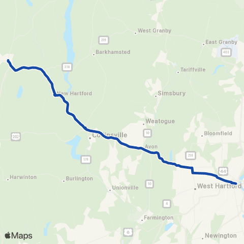 CTTransit Express Winsted Exp map