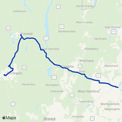 CTTransit Express Winsted / Torrington Exp map