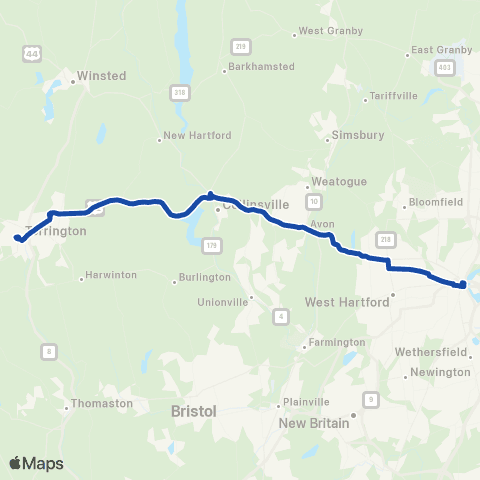 CTTransit Express Torrington Exp map