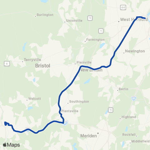 CTTransit Express Southington / Cheshire / Waterbury map