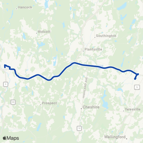 CTTransit Express Waterbury / Meriden Exp map