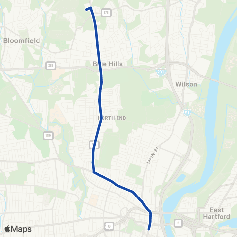 CTTransit Hartford Blue Hills Ave map