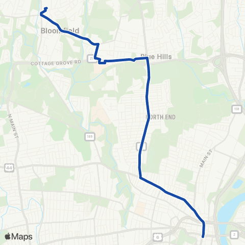 CTTransit Hartford Blue Hills Ave map