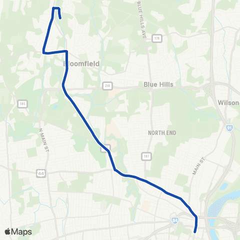 CTTransit Hartford Bloomfield Ave map