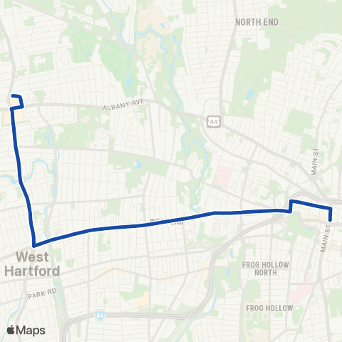 CTTransit Hartford Farmington Ave-North Main St map