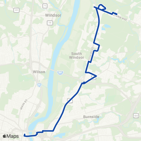 CTTransit Hartford John Fitch Blvd map
