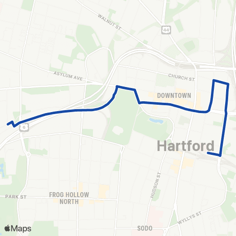 CTTransit Hartford Columbus Blvd Connector map