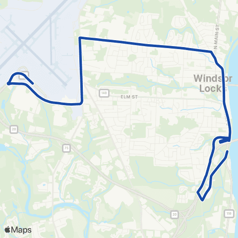 CTTransit Hartford Windsor Locks / Bradley Int'L Airport map